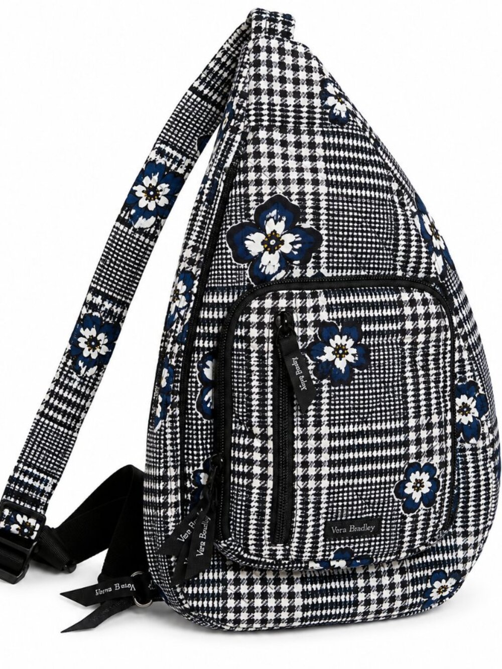Vera Bradley Sling Backpack Bedford Plaid Black White Blue Floral Retired